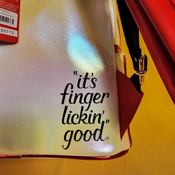 Loungefly KFC Fried Chicken Drum Stick Bucket Sherpa Iridescent Mini Backpack - Picture 5 of 10